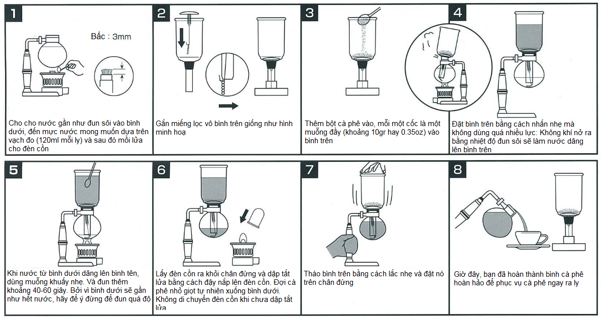 Bình pha cà phê syphon 2 tách - Hàng Trưng Bày