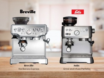 So sánh máy pha cà phê espresso Solis Grind and Infuse Perfetta và Breville 870