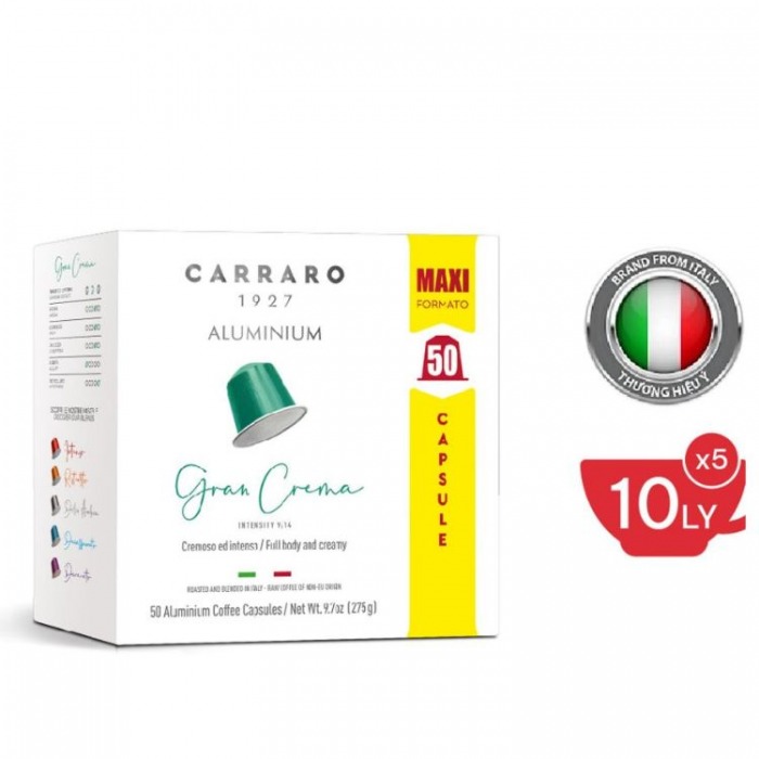 Cà phê viên nén Nespresso - Carraro Gran Crema - 50 viên