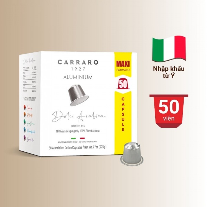Cà phê viên nén Nespresso - Carraro Dolci Arabica - 50 viên