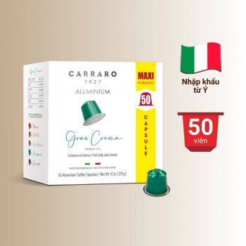 Cà phê viên nén Nespresso - Carraro Gran Crema - 50 viên