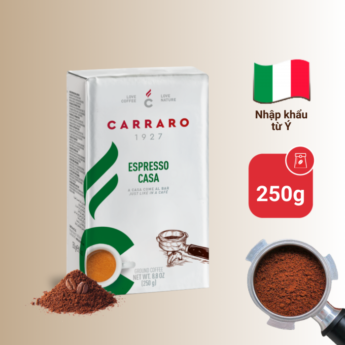 Cà phê xay sẵn Carraro Espresso Casa - 250g