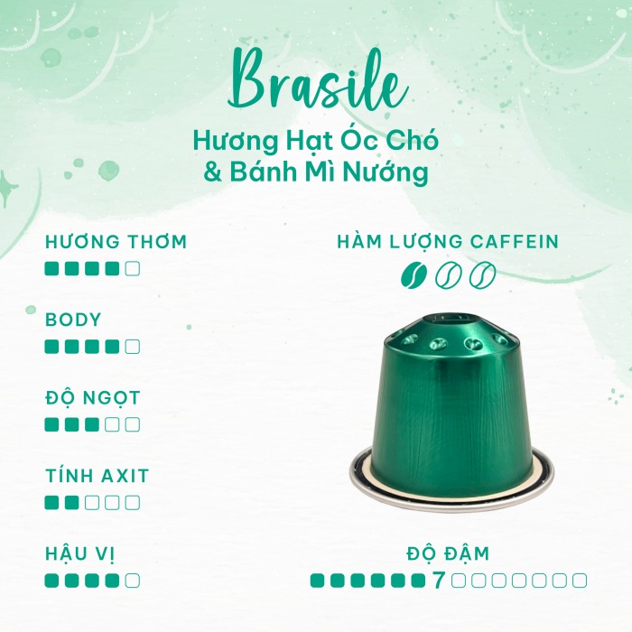 Cà phê Brasile 10 viên tương thích Nespresso -