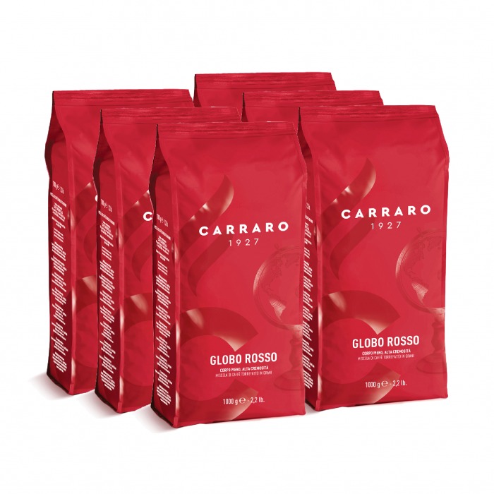 Cà phê hạt Carraro Globo Rosso 1000g - Combo 6Kg