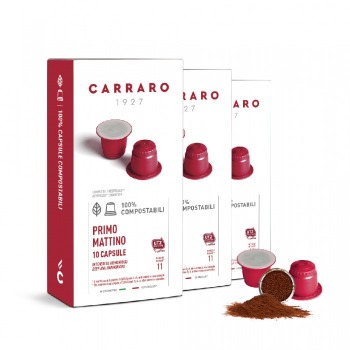 Combo 3 Eco-friendly Coffee Capsules Carraro Primo Mattino