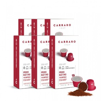 Combo 6 Eco-friendly Coffee Capsules Carraro Primo Mattino