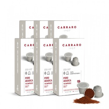 Combo 6 Eco-friendly Coffee Capsules Carraro Puro Arabica