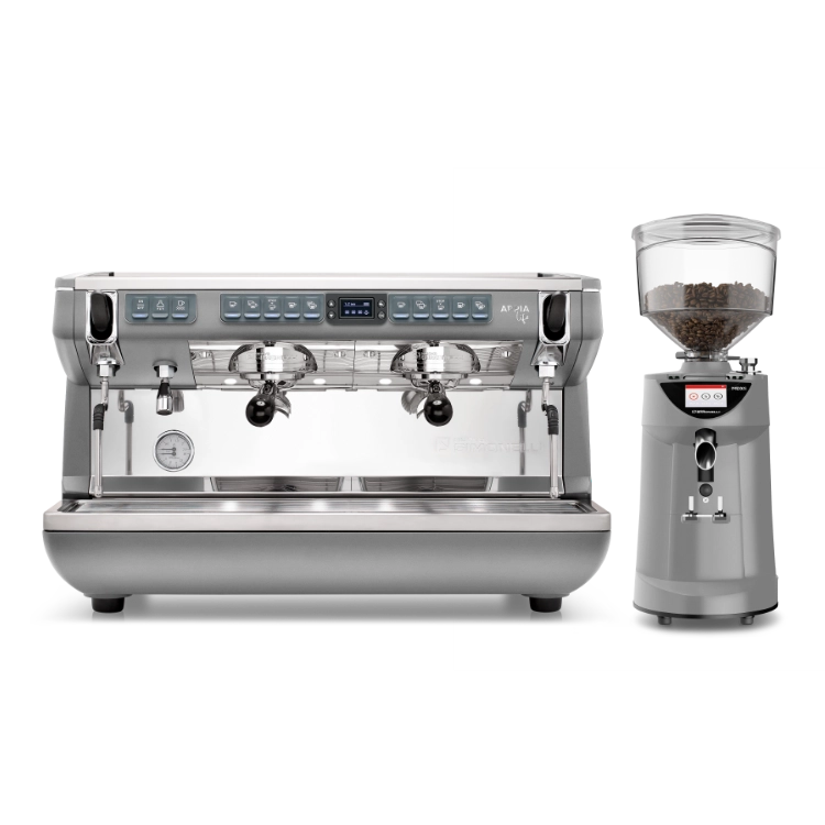 Combo máy pha cà phê Appia Life Timer Vol 2Gr + Máy xay Nuova Simonelli MDXS On Demand Touch
