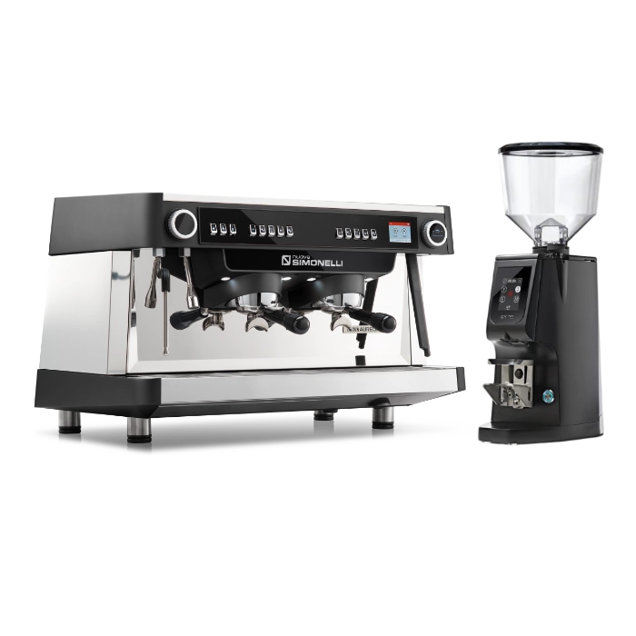 Combo Coffee machine Nuova Aurelia Vol XT-E-milk - 2 Groups + Coffee grinder Eureka Atom Excellence 75