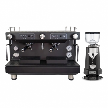 Combo Coffee Machine Compact HX-2 PID Black Edition +Grinder V-Titan 64 Anthracite
