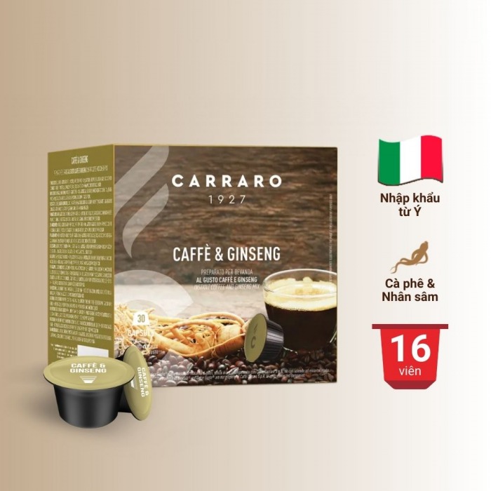 Cà phê viên nén Dolce Gusto - Carraro Caffè Ginseng - 16 viên