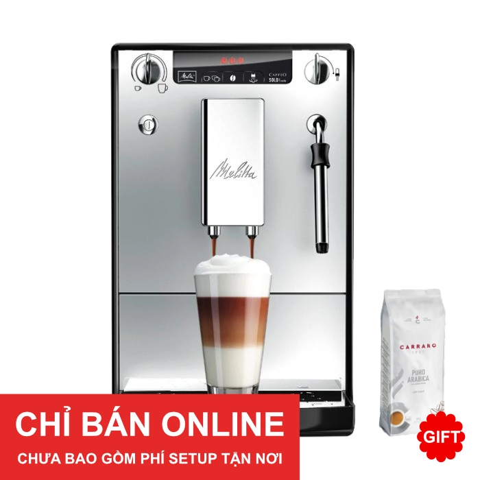 Máy pha cà phê tự động Melitta Caffeo Solo Milk + Tặng 1 gói Cà phê hạt Carraro Gourmet Blend Puro Arabica 500g