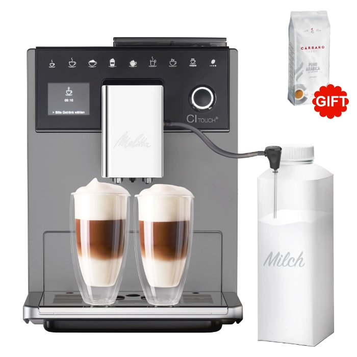 Máy pha cà phê tự động Melitta CI touch Plus + Tặng 1 gói Cà phê hạt Carraro Gourmet Blend Puro Arabica 500g