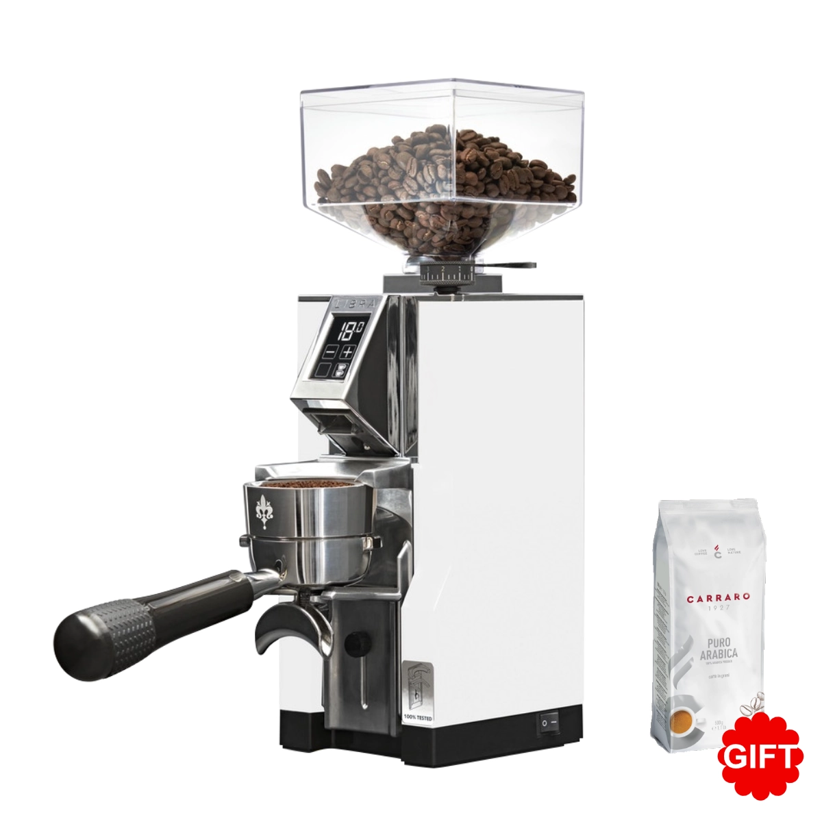 Eureka Mignon Libra Grinder + Carraro Gourmet Blend Puro Arabica 500g Gift