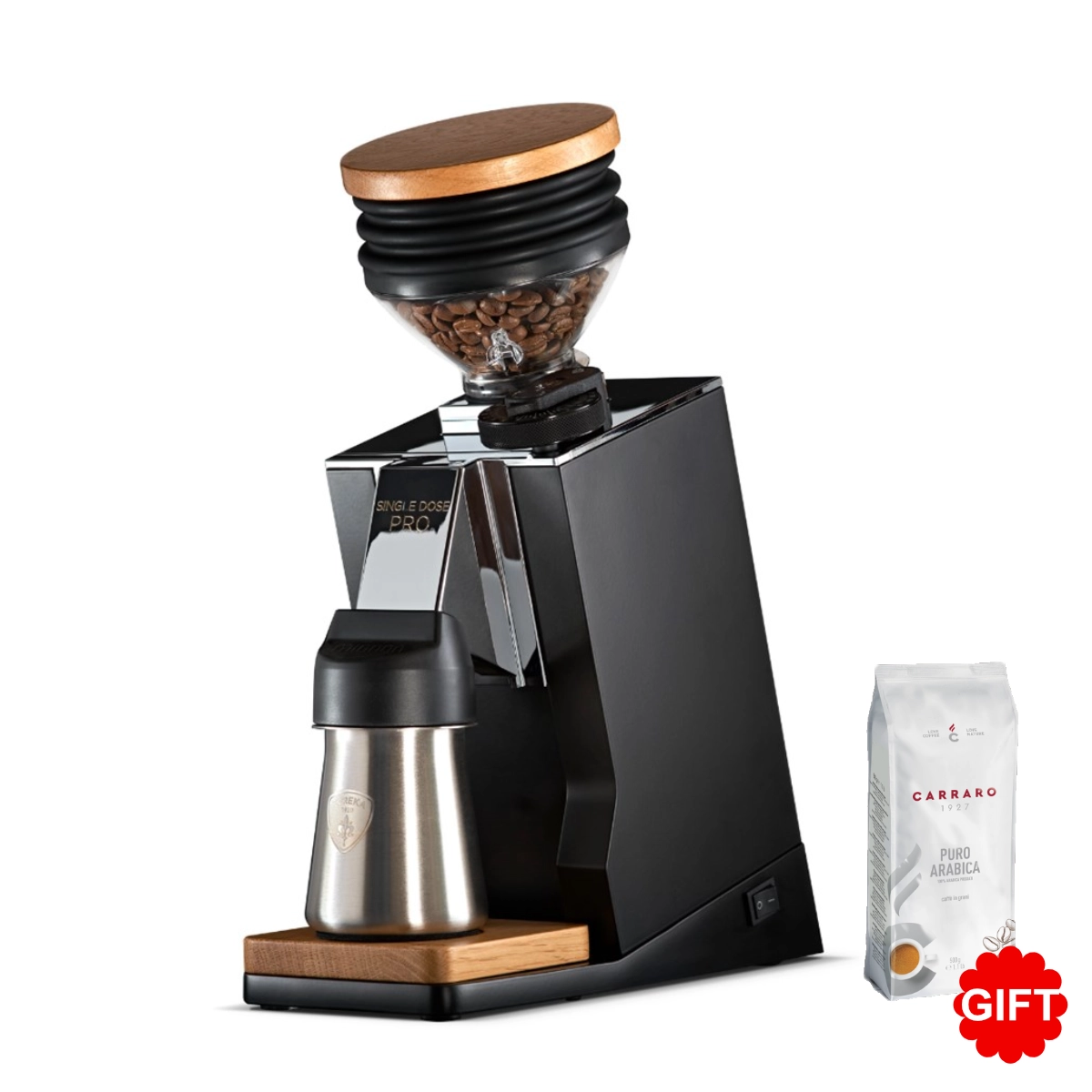 Coffee grinder Eureka Mignon Single Dose Pro + Carraro Gourmet Blend Puro Arabica 500g Gift