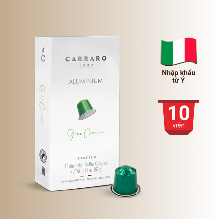 Cà phê viên nén Nespresso - Carraro Gran Crema - 10 viên