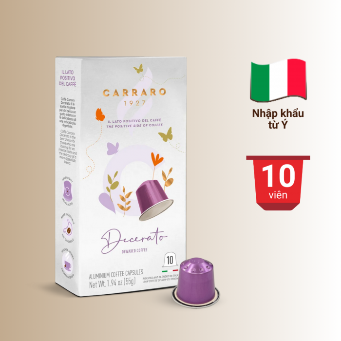Cà phê viên nén Nespresso - Carraro Decerato - 10 viên
