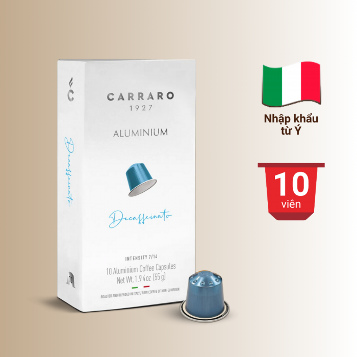 Cà phê viên nén Nespresso - Carraro Decaffeinato - 10 viên
