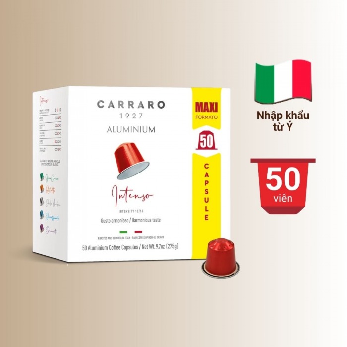 Cà phê viên nén Nespresso - Carraro Intenso - 50 viên